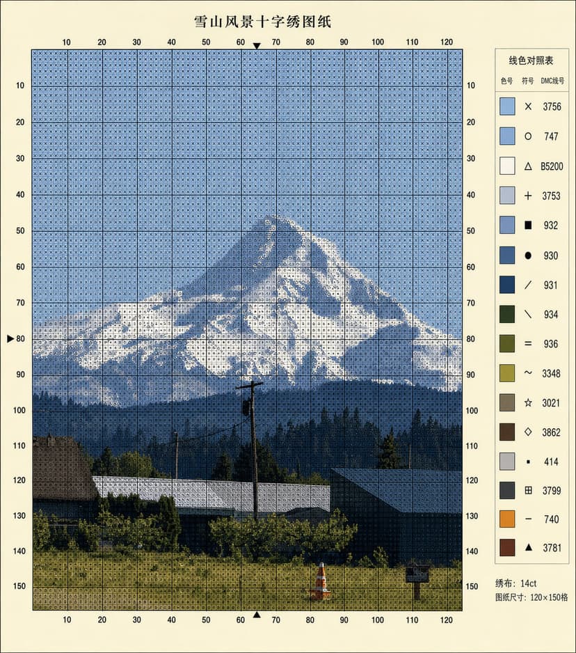 Cross-Stitch Snow Mountain